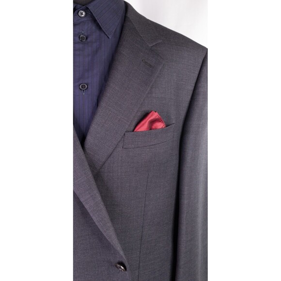 Ralph Lauren Mens Two Button Gray Blazer Wool Solid Sport Coat Jacket Size 48L - Picture 4 of 15